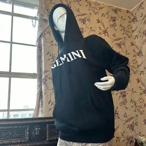 Oversized cotton Hoodie Gemini Sign Horoscope Mermaid print Pockets